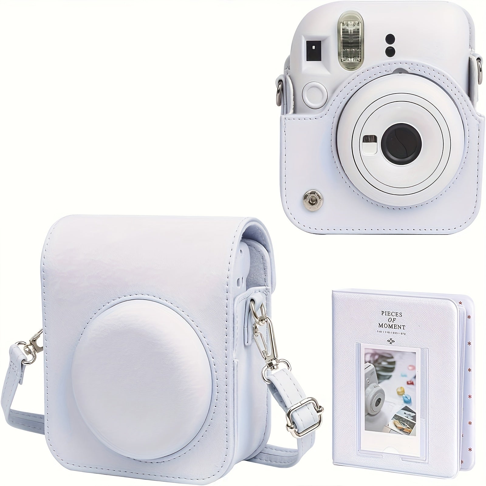 Faux Leather Camera Case for Fujifilm Mini 12 with Light-Sensitive Hole and Lens Compatibility
