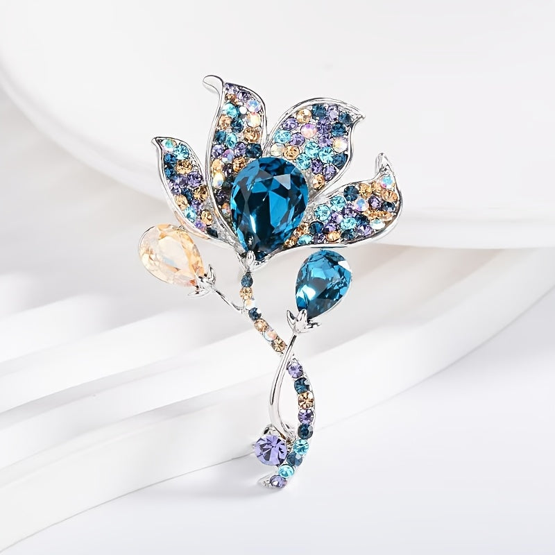 Women's Vintage-Inspired Alloy Horseshoe Pin with Rhinestones and Lotus Design