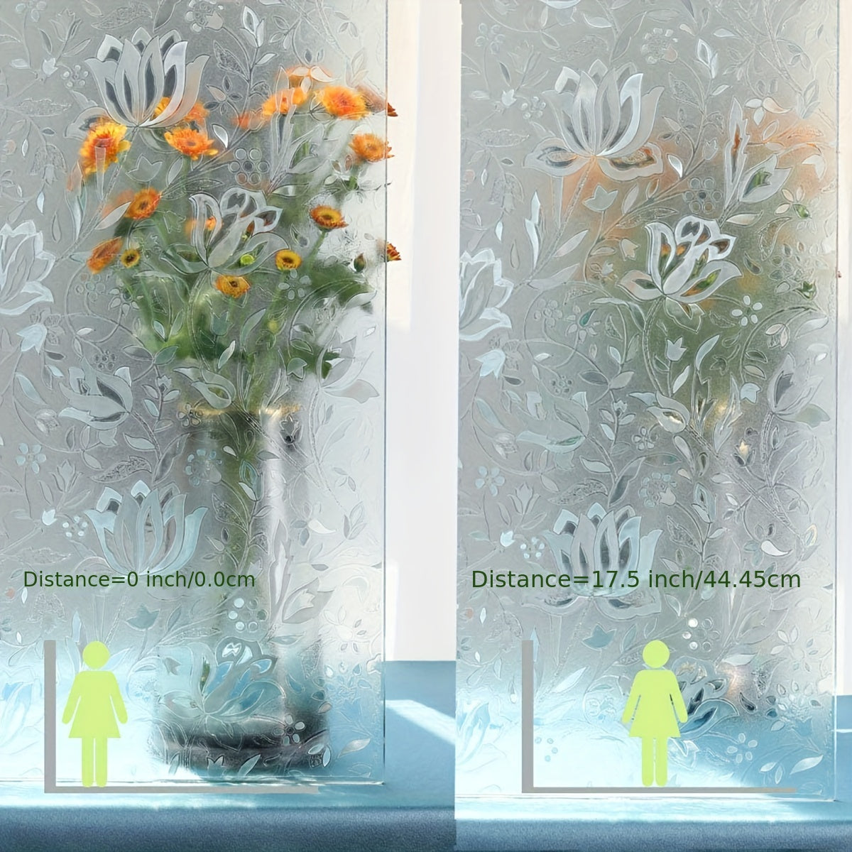 Tulip Glass Decal Roll Modern Floral Privacy Window Film Frosted PVC