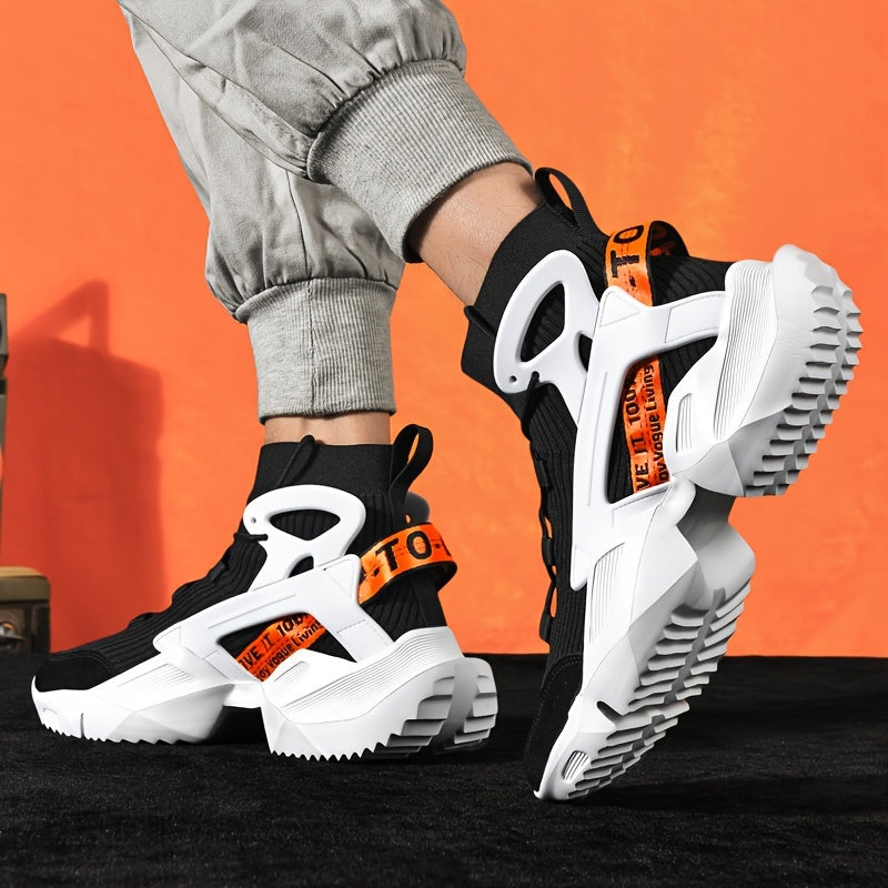 Men's High-Top Casual Sneakers with Thick Breathable Soles and Anti-Slip Design