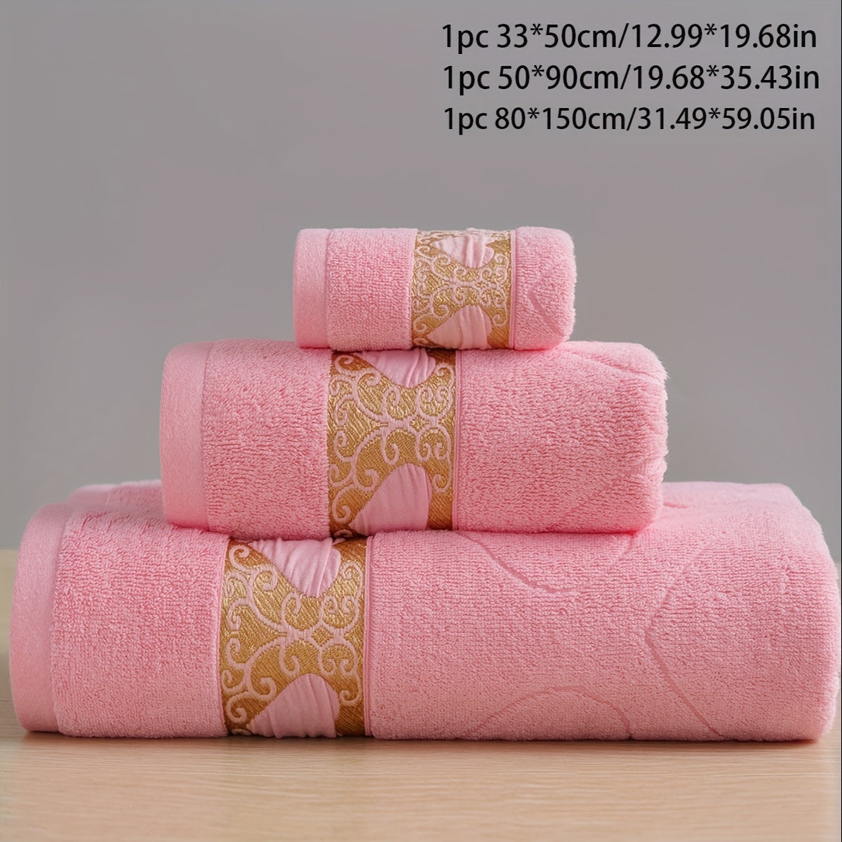 Cotton Jacquard Towel Set 3 Pieces Includes Washcloth Hand Towel Bath Towel Absorbent Quick-Drying Soft