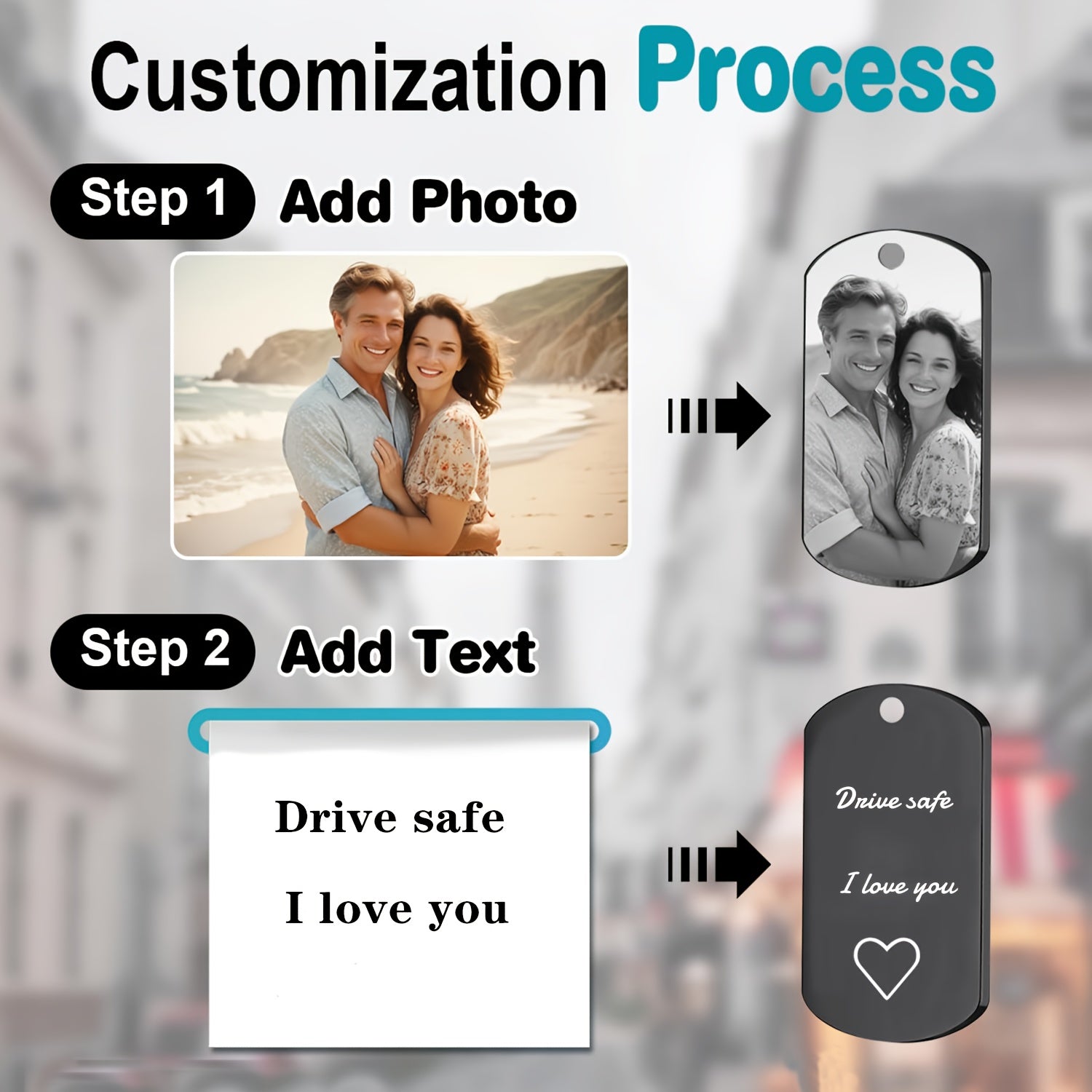 Stainless Steel Custom Engraved Dog Tag Keychain Water-Resistant Gift for Men