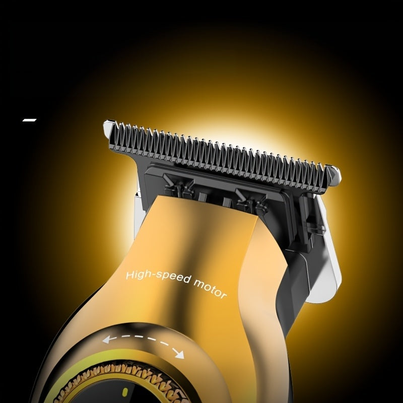 Electric Hair Clipper for Men Adjustable Speed LED Display Metal Body Precision Blade USB