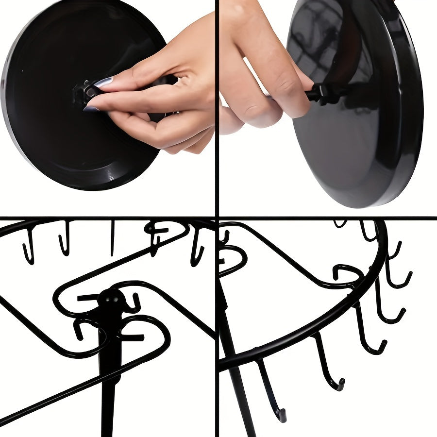 Крутящаяся витрина для украшений для ожерелий, браслетов и серег, черный металл