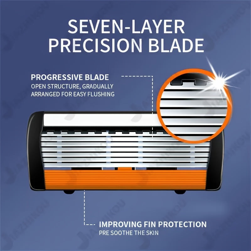 Men's Safety Razor with Curved Blades, Metal Handle for Beard and Mustache Shaving