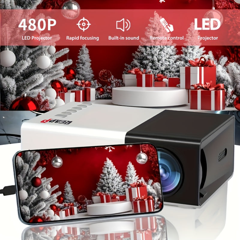 2025 Smart HD Projector with Screen 3D Ready Compatible with Mobile Phones for Home and Outdoor Use