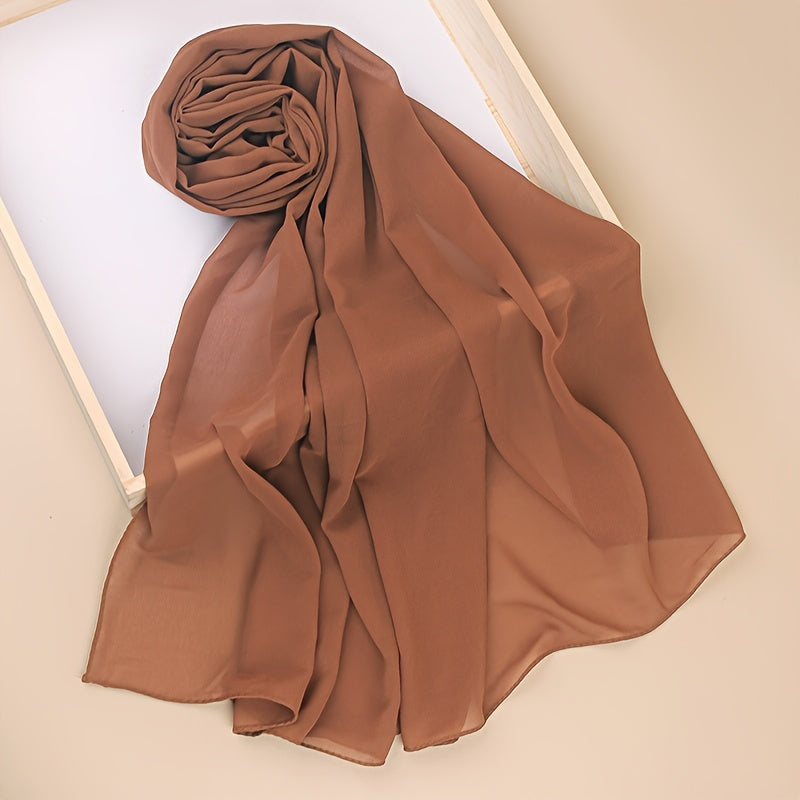 Ayollar uchun toza rangli chiffon hijab sharf, yumshoq, engil va ko‘p maqsadli bosh yopishqoq
