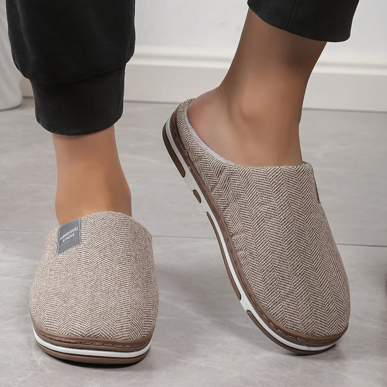 Unisex Plush Slippers Indoor House Slip-On Warm Thick Sole