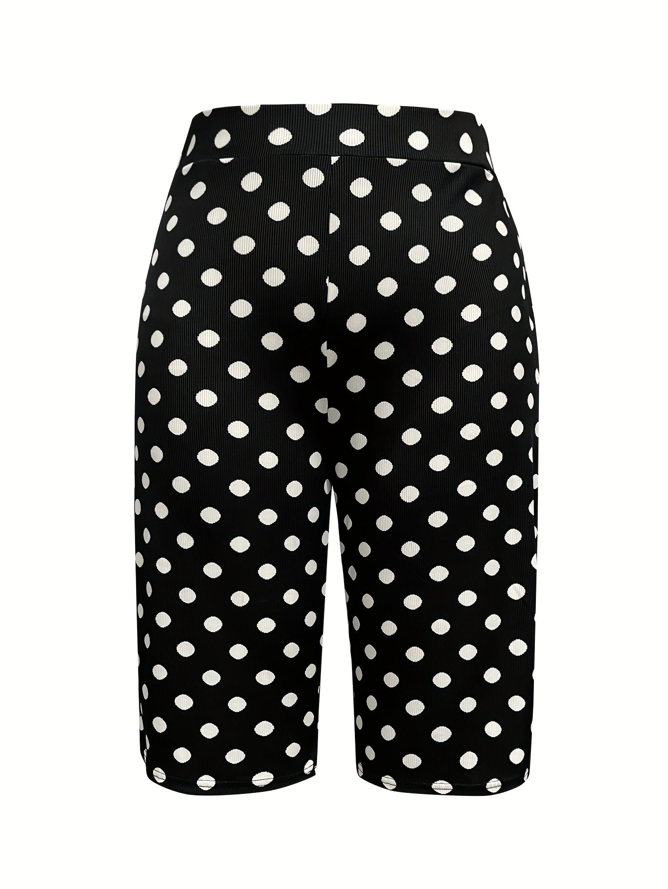 Women's High-Waisted Flowy Wide-Leg Capri Pants Black and White Polka Dot