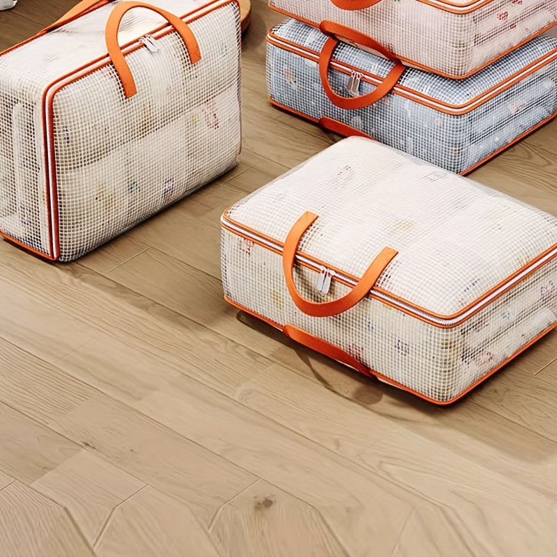 Bolsa de almacenamiento de malla de PVC impermeable para ropa y edredones, organizador de embalaje para mover debajo de la cama