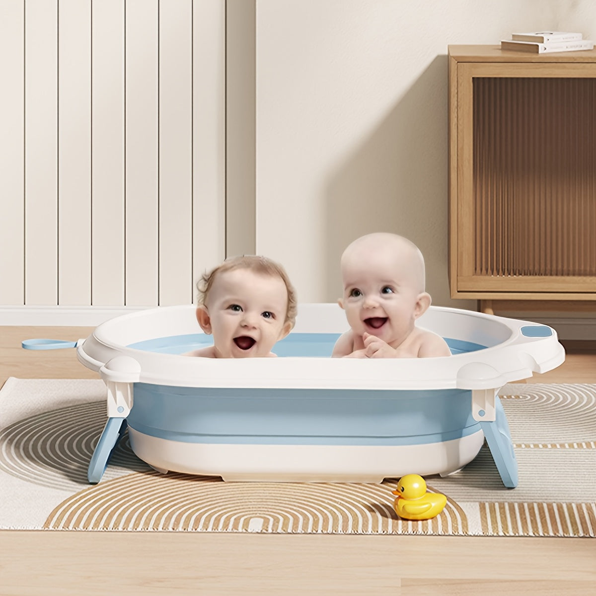 Портативная складная ванночка для младенцев с двойной функцией раковины для детей, дышащая подушка и комплект матов - сиденье для купания для малышей в домашних условиях (смешанный цвет, пластик)