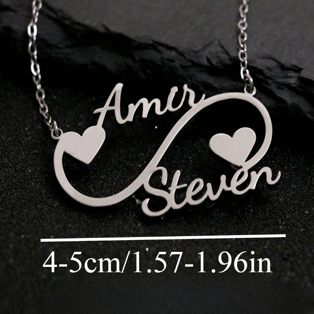 Personalized Stainless Steel Infinity Necklace with Heart Pendant for Women