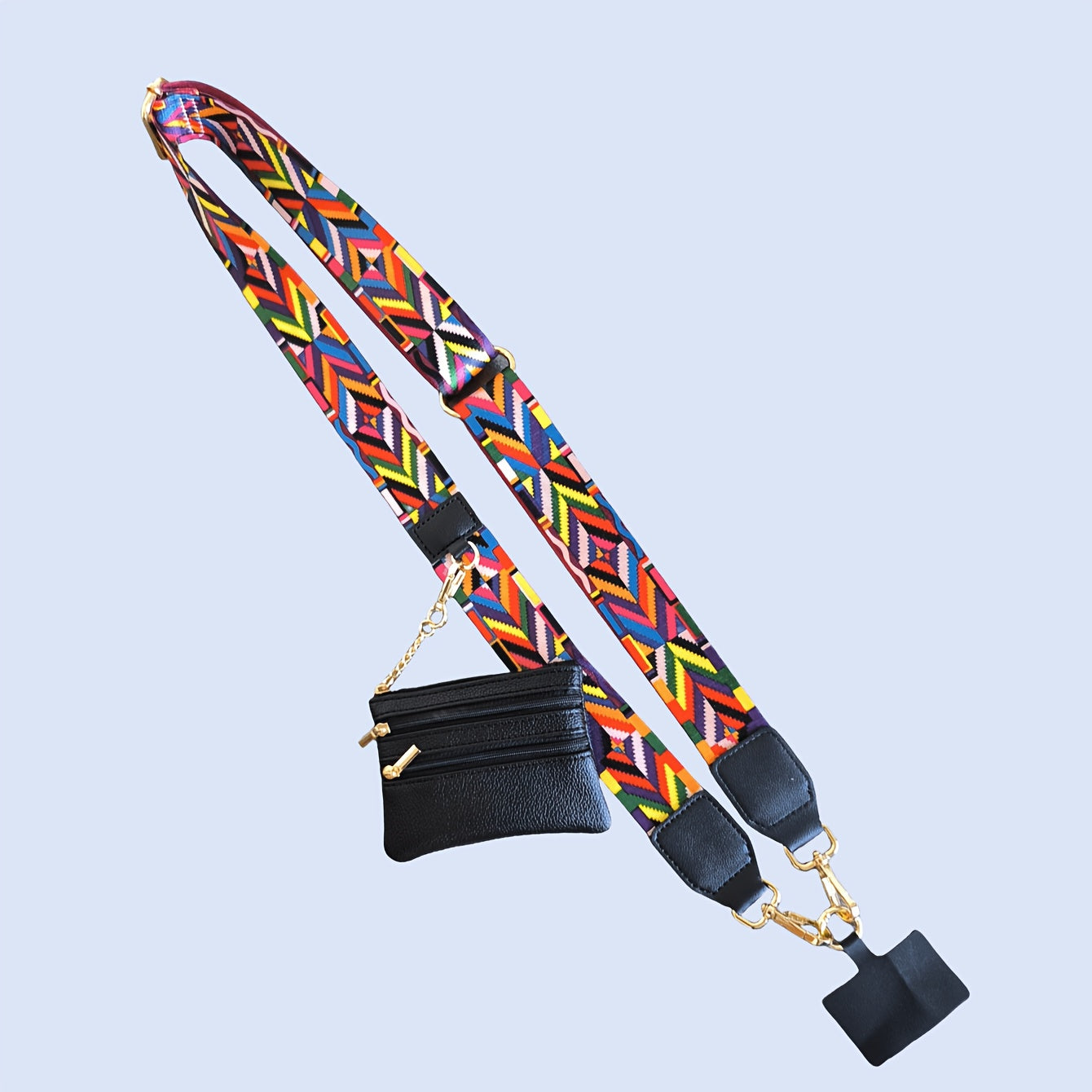 Mobile Phone Crossbody Strap with Wallet Adjustable Zippered Phone Holder White