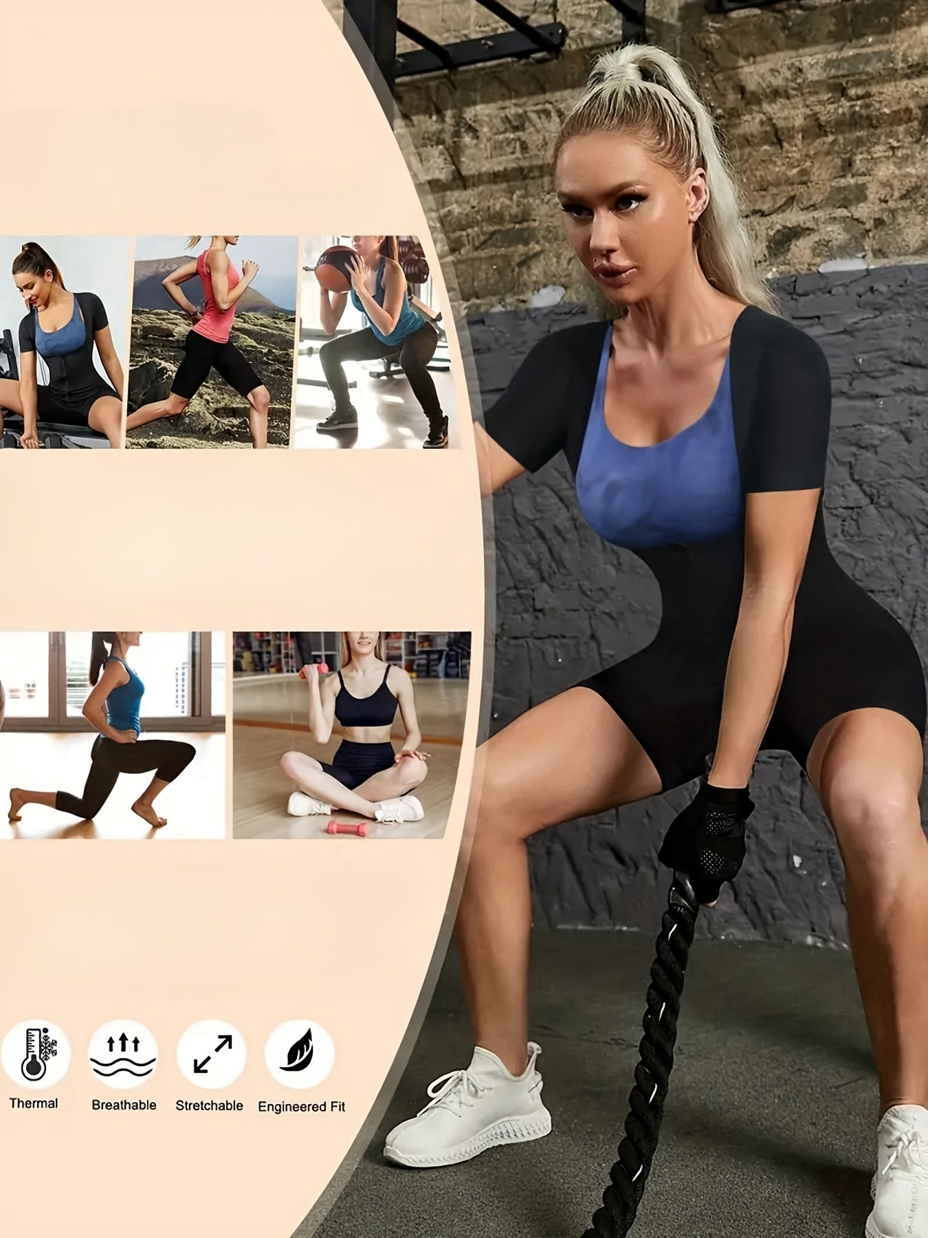 Women's Athletic Bodysuit for Shaping Sweat-Inducing Fitness Moisture-Wicking