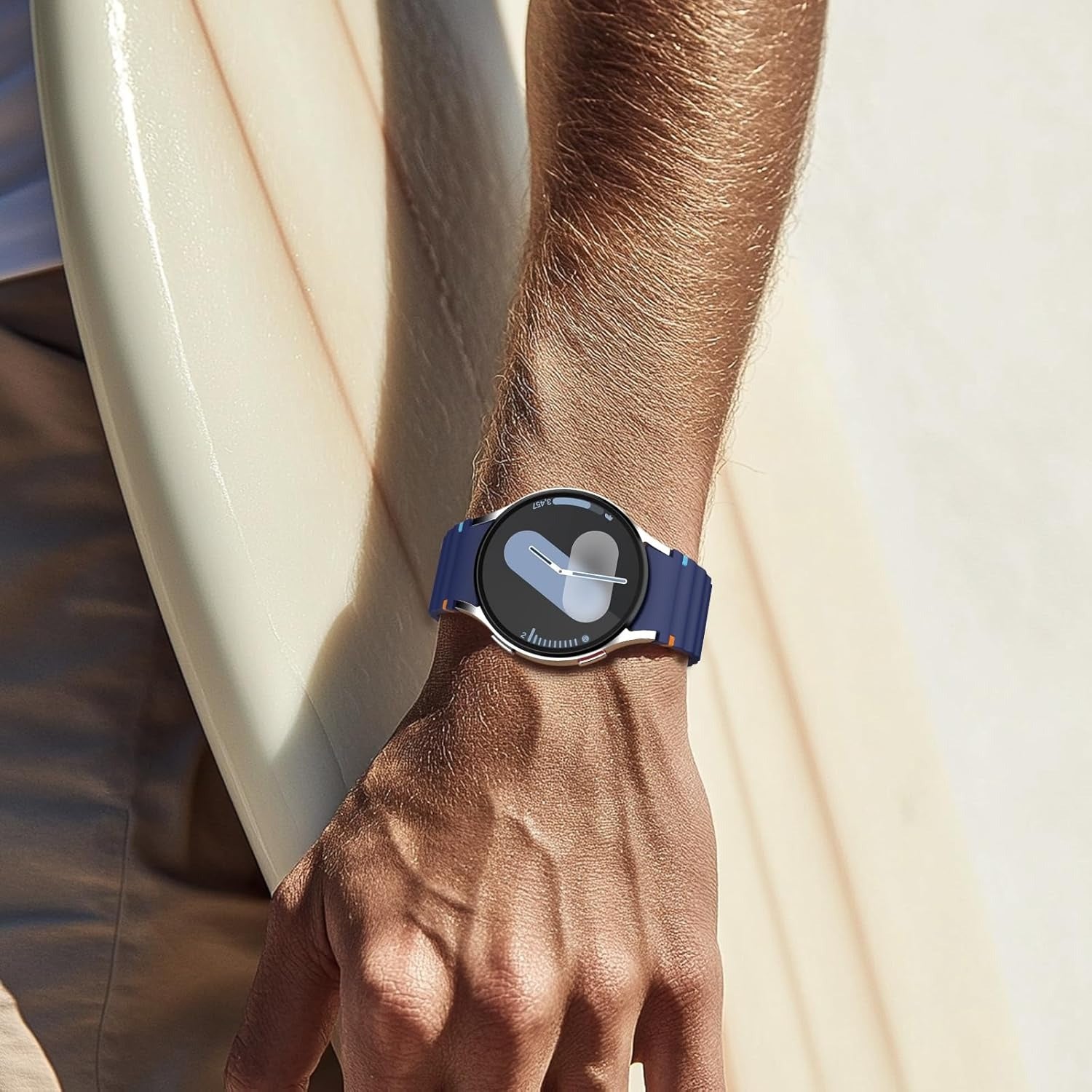 Silicone Sport Watch Band with Wavy Stitch Design and Tempered Glass Case for Samsung Galaxy Watch 4 5 6 7 40mm 44mm