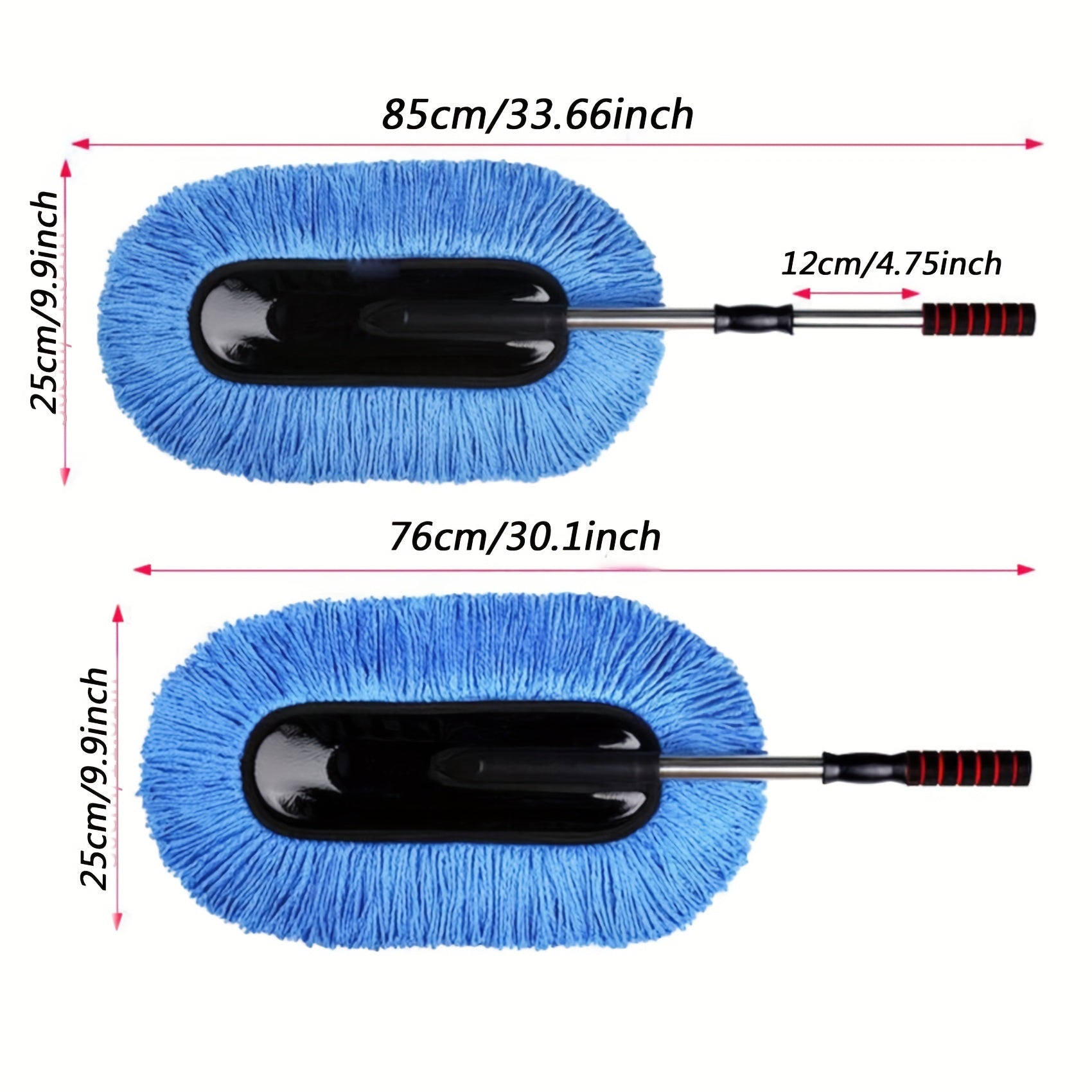 Extendable Car Wash Mop with Detachable Microfiber Pads and Stainless Steel Handle