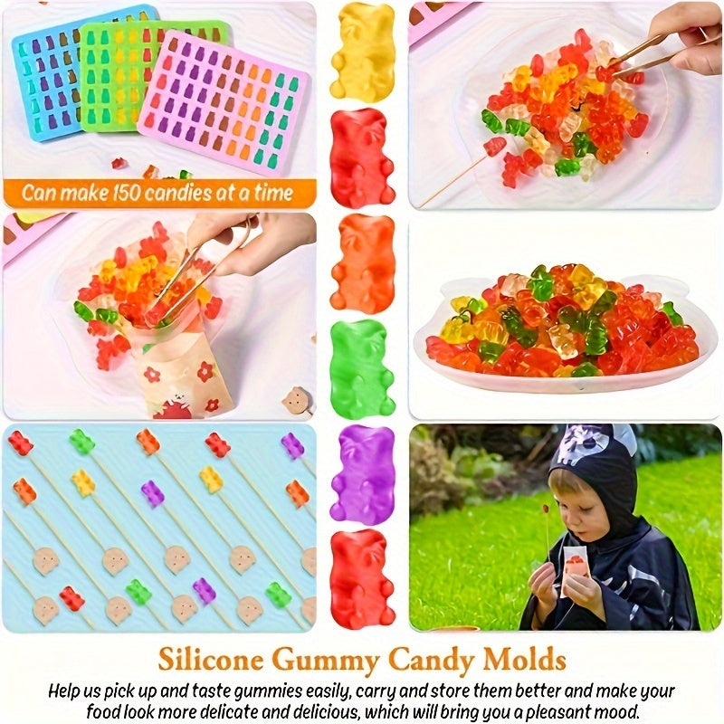 50-Cavity Silicone Gummy Bear Molds for Candies Chocolates Jelly and Dog Treats Flexible Heat-Resistant