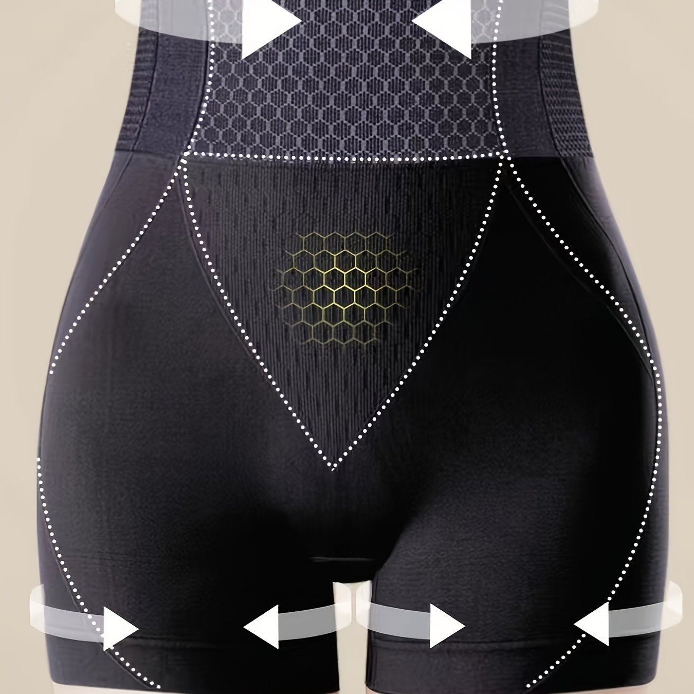 Shorts de control de abdomen de cintura alta para mujer, sin costuras, que levantan los glúteos, transpirable, mezcla de nylon, negro