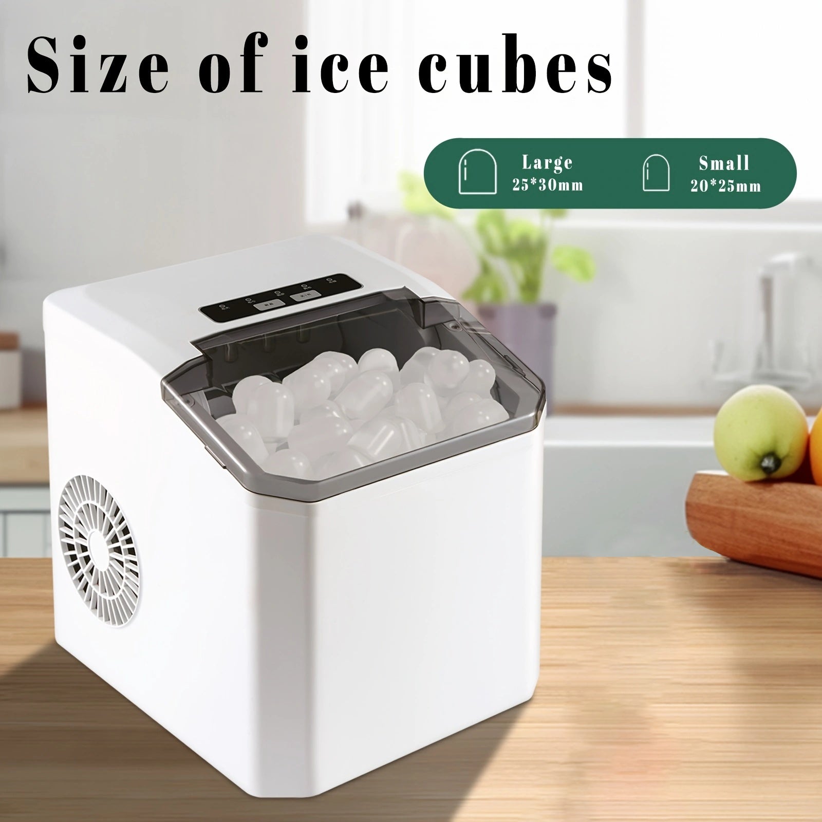 Countertop Ice Maker Black White Produces Nugget Ice 15.88kg/24h