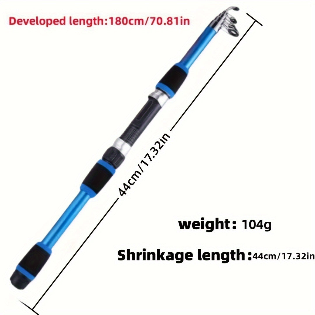 Telescopic Fishing Rod Kit with Spinning Reel Bait Hooks Travel Set for Freshwater
