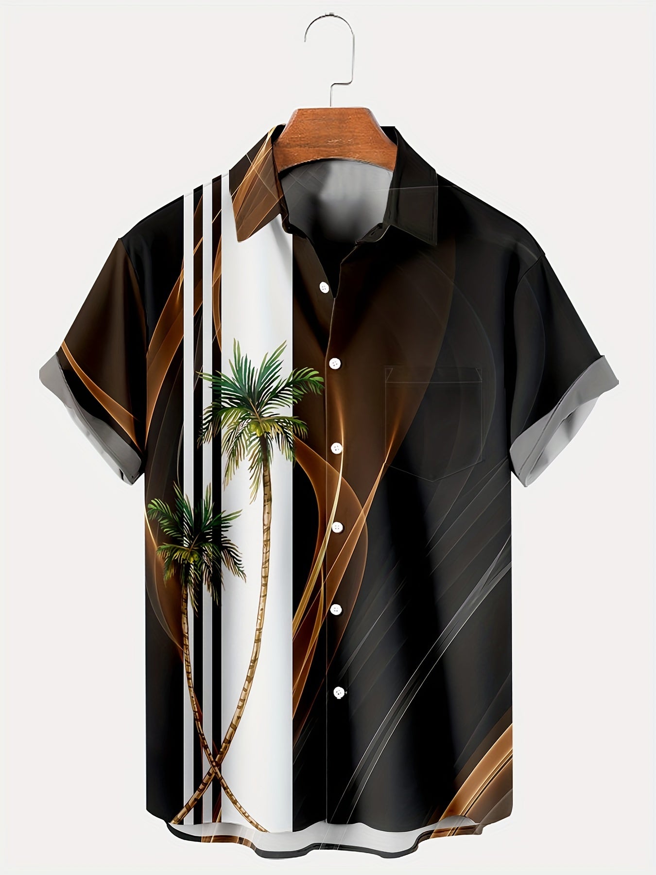Camisa de vacaciones hawaiana para hombre con diseño de gradiente de palmeras de coco, talla grande
