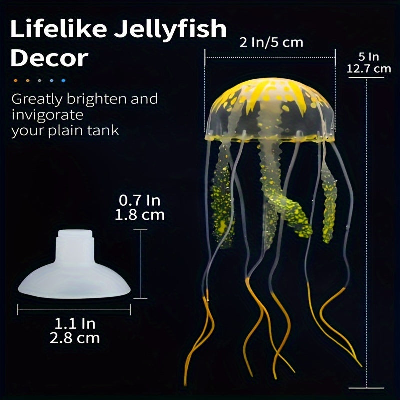 3pcs or 6pcs Luminous Silicone Jellyfish Aquarium Decor Artificial Glowing Fish Tank Ornaments