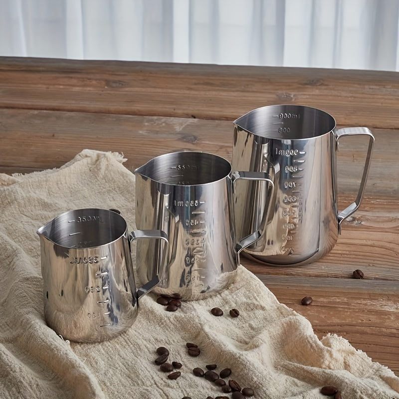 Stainless Steel Frothing Cup with Scale for Latte Art, Espresso and Milk Tea