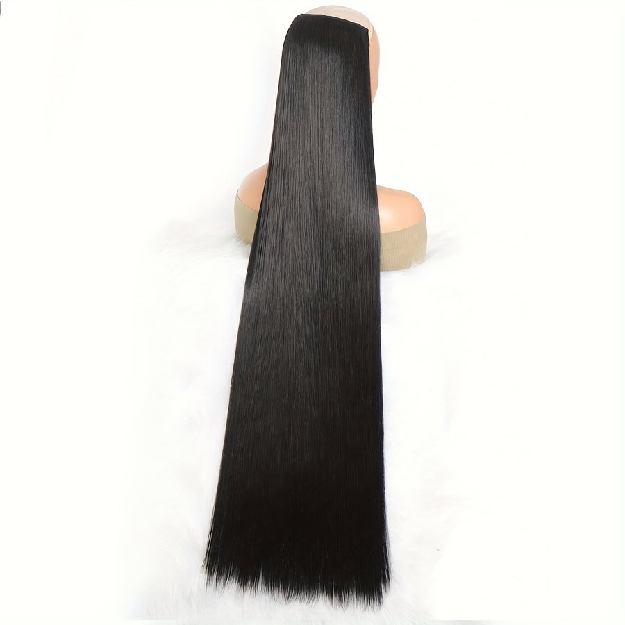 Women Synthetic Hair Extensions Clip-In Long Straight Black Brown Blonde 50-100cm