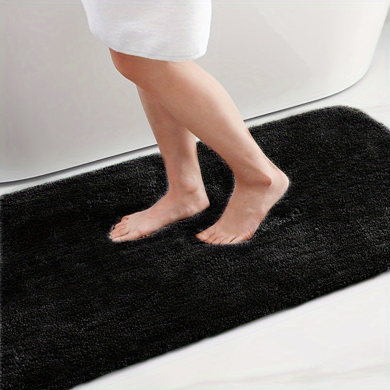 Alfombra de baño de felpa de secado rápido con respaldo antideslizante de espuma viscoelástica y alfombra de fibra esponjosa para inodoro