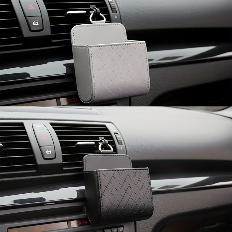 Car Universal PU Leather Air Vent Phone Holder Storage Box Car Interior Accessories