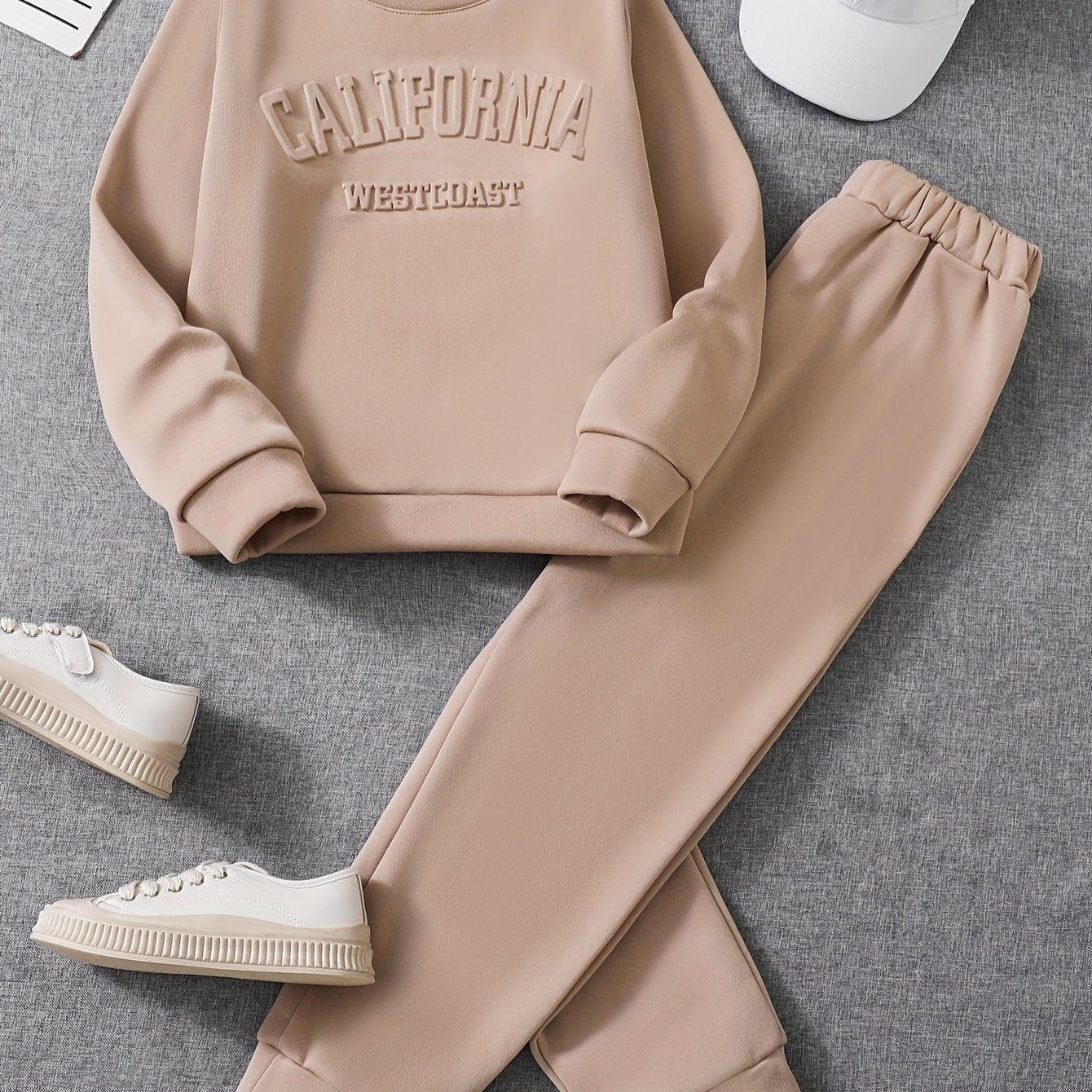 Yoz va kuzda tashqi kiyim uchun qizlar uchun CALIFORNIA WESTCOAST print dizaynidagi ikki dona kiyim, sovg'a sifatida ajoyib.