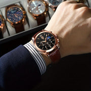 Men's Stainless Steel Quartz Watch with Glow Calendar and Gift Box