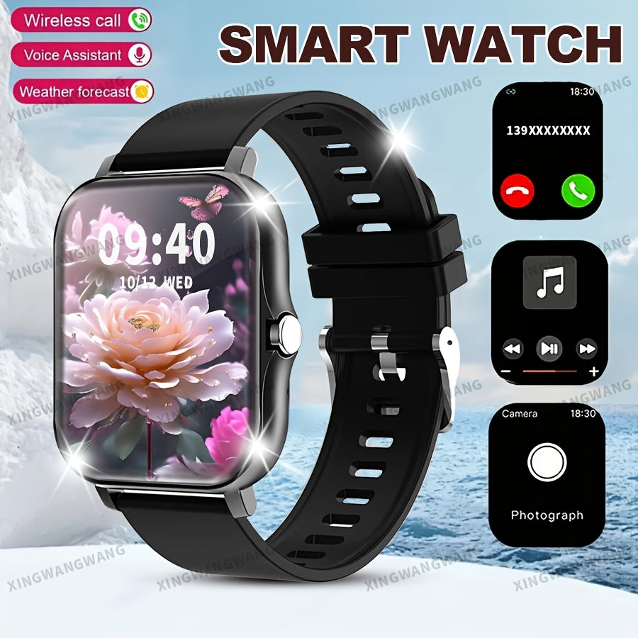 Men Women 4.65cm Touchscreen Smartwatch Fitness Tracker Call SMS USB Charging Silicone Strap