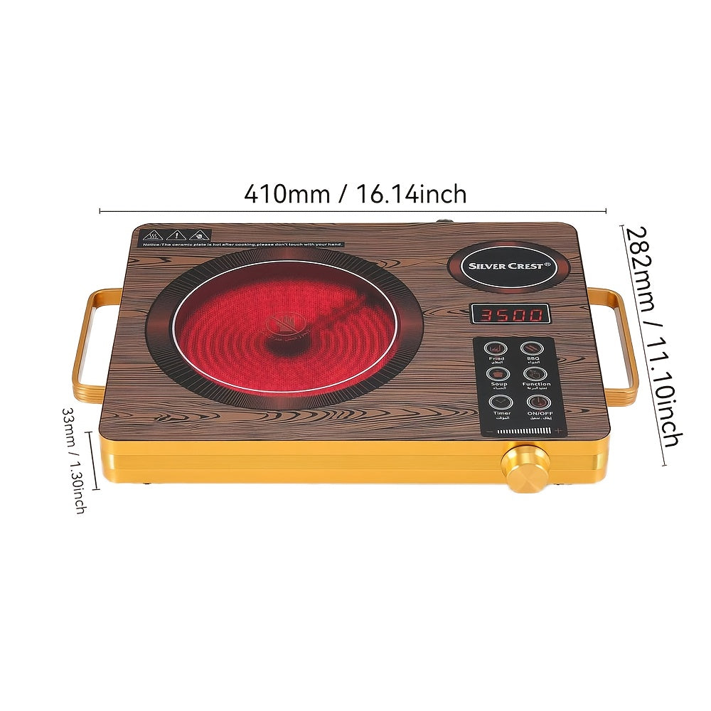 2200W-3500W Induksion pechka, sensorli boshqaruv paneli bilan, ultra yupqa alyuminiy asos, past shovqinli issiq plita, 4 soatlik taymer, pishirish uchun shisha pechka - Evropacha portativ elektr pechka