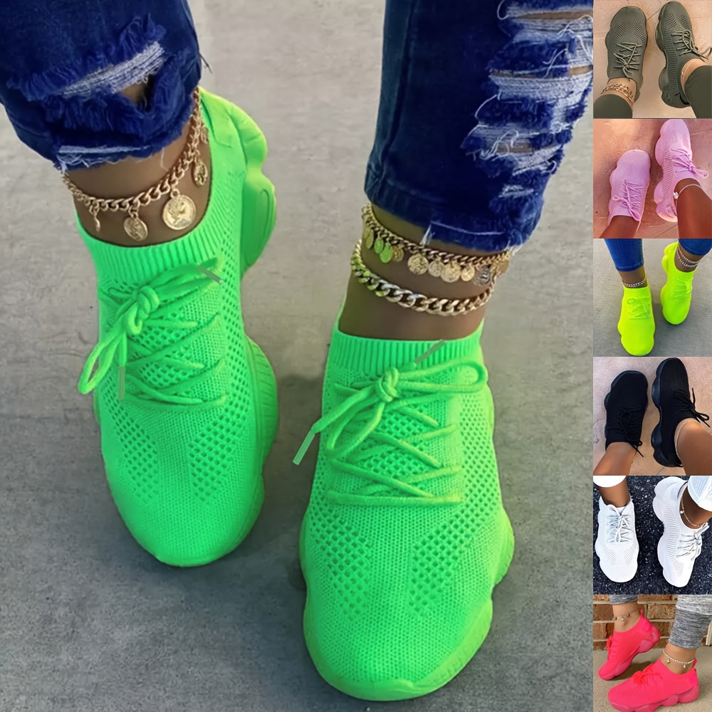 Plus Size White Casual Sneakers Women Mesh Lightweight Running Shoes