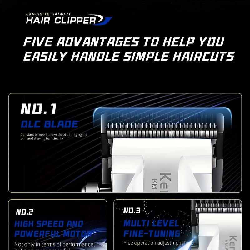 Профессиональные машинки для стрижки Kemei для мужчин, 2-в-1 электробритва с 9 насадками-фиксатором, регулируемый защитный палец, триммер для головы с маслом, двойной режим питания от батареи/USB, перезаряжаемый 18650
