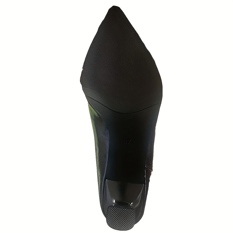 Women's Faux Leather Ankle Boots with Pointed Toe and Back Zipper