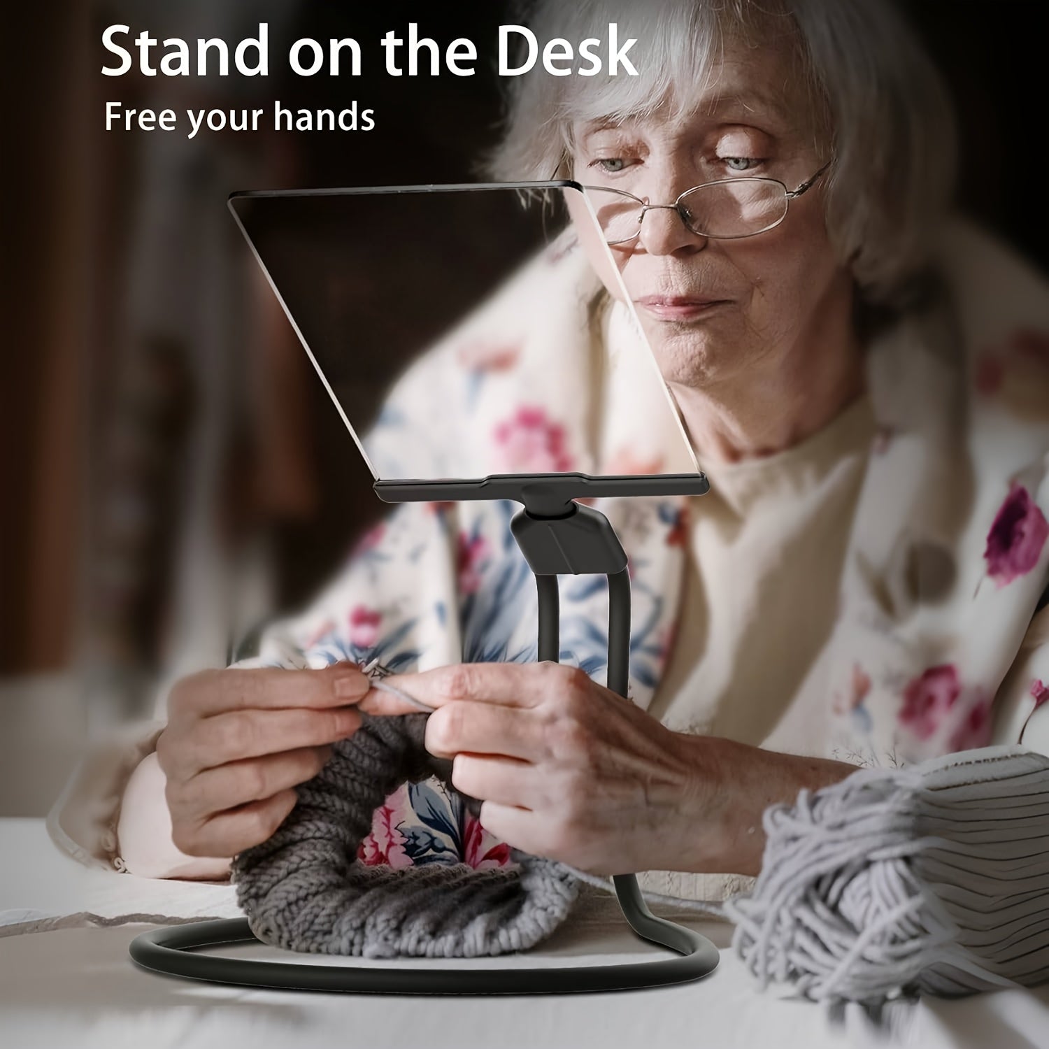 Hands-Free Magnifying Glass 5X with Flexible Gooseneck for Reading Repairs Sewing Seniors