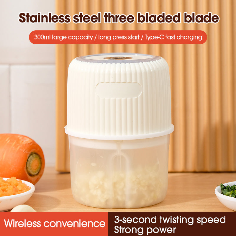 Electric Food Processor 300ml Mini Garlic Chopper USB Rechargeable Chopping Meat