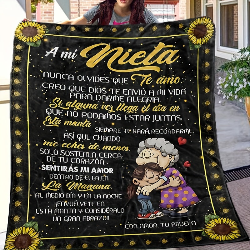 Spanish Message Plush Blanket for Son All-Season Hypoallergenic Flannel Throw Warm Gift