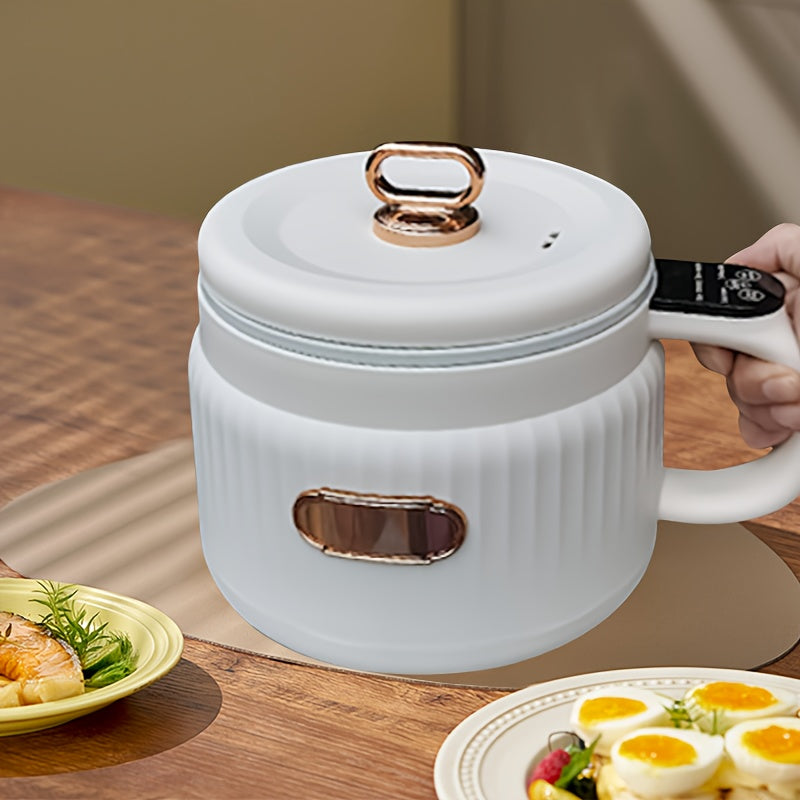 Olla eléctrica mini de 1.6L con temporizador, interior de cerámica, sin humo, antiadherente, portátil