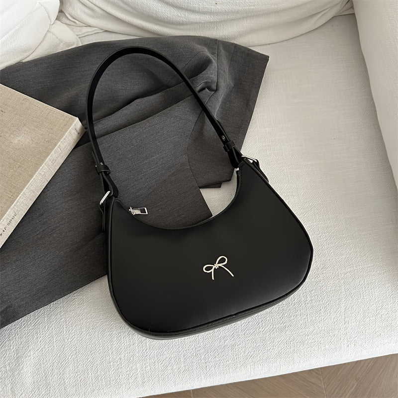 Korean Style Crescent Shoulder Bag PU Leather Fashionable Underarm Bag for Women