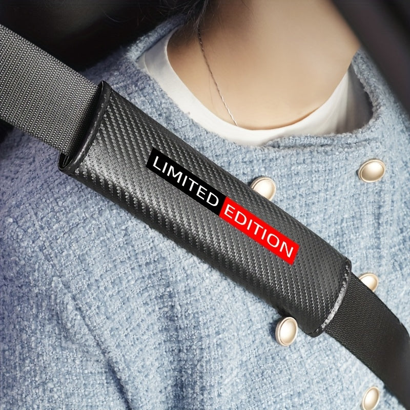 Car Seat Belt Shoulder Pads Carbon Fiber Texted Comfort Easy Install
