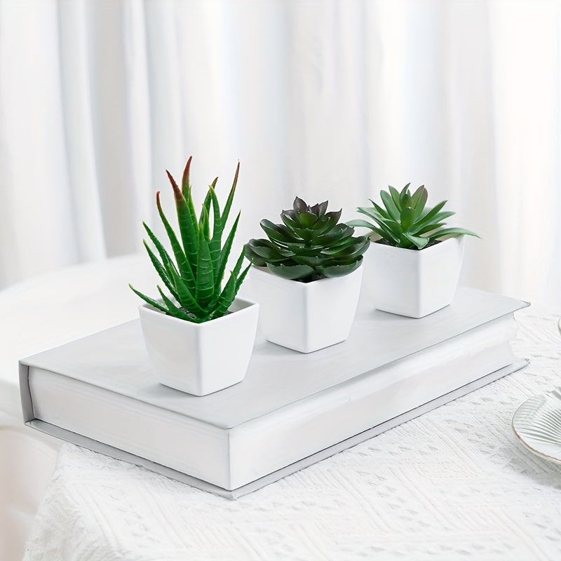 Sun'iy yashil o'simliklar, sukkulentlar, bonsai, uy bezak uchun, 3 ta to'plam