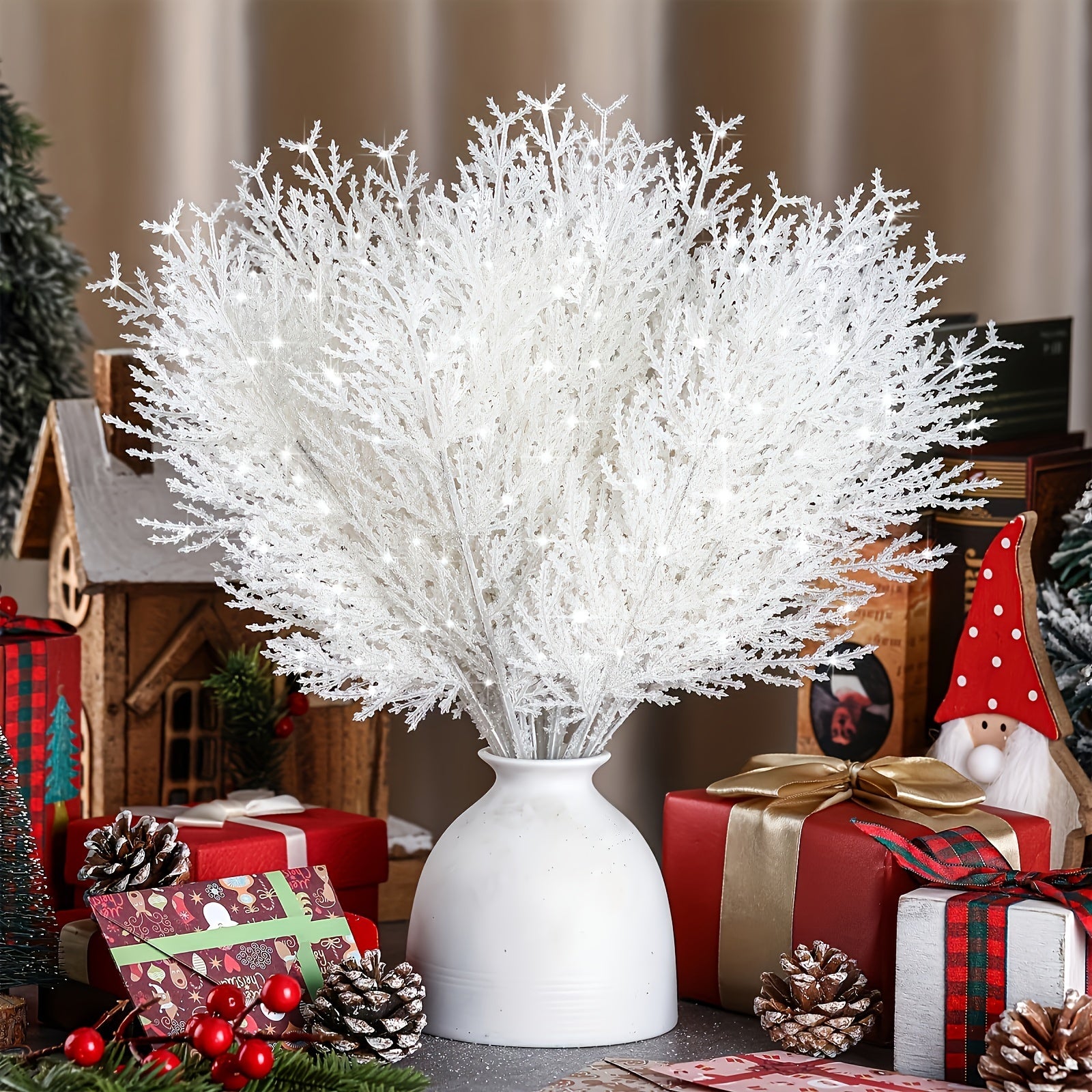 White Pine Branches for Christmas Decor No Electricity or Batteries Seasonal Floral Arrangements