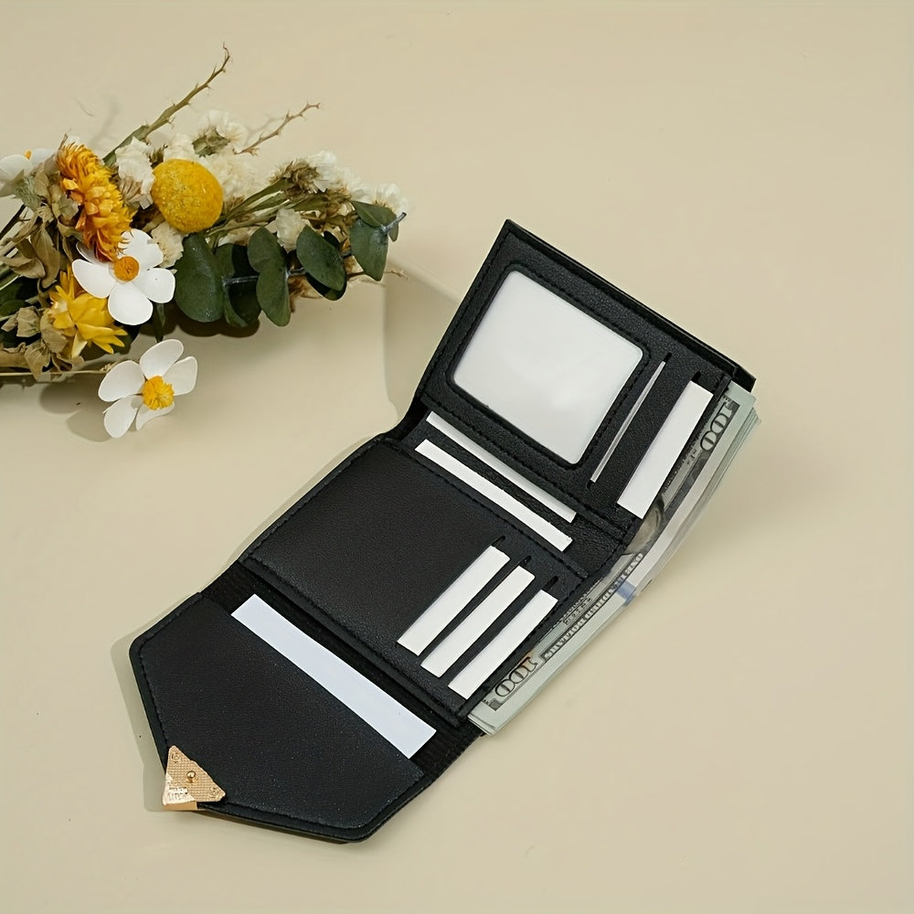 Korean-Style Heart-Shaped Mini Wallet with Card Slots Coin Pouch Hand-Washable Black Pink