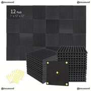 12pcs Soundproof Cotton Acoustic Panels for Office Studio Noise Reduction Black Yellow