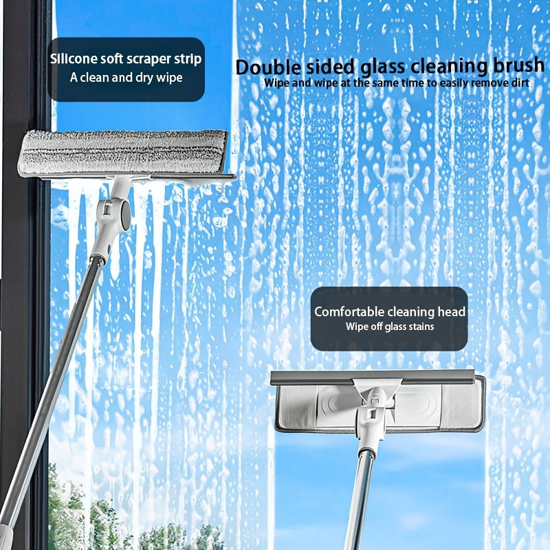 Ko'p funktsiyali derazalarni tozalash asbobi, 7 ta cho'tka boshli va shisha chizish uchun scraper bilan