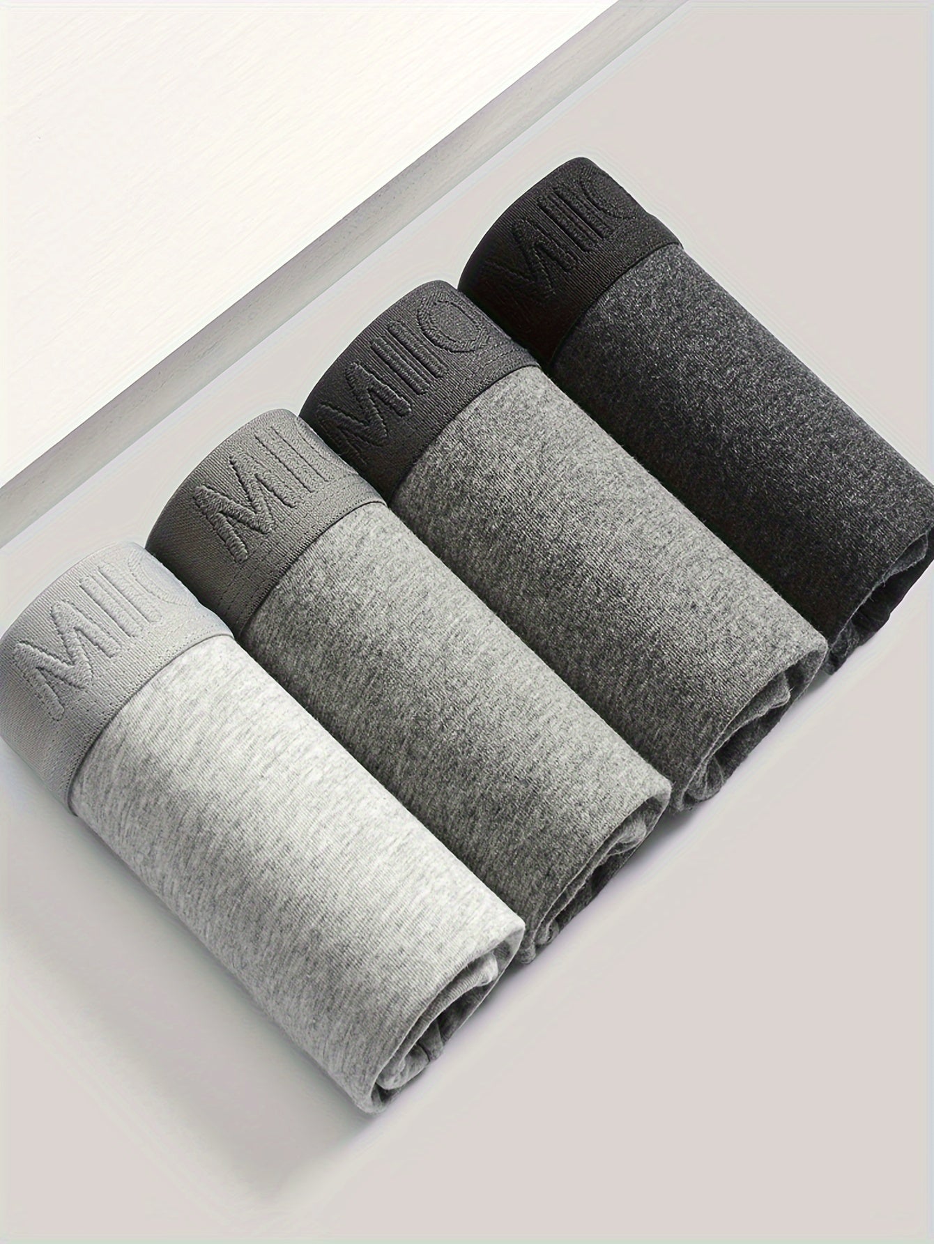 Men's Cotton Boxer Briefs 4 Pack High Stretch Knit Solid Color Comfortable Underwear