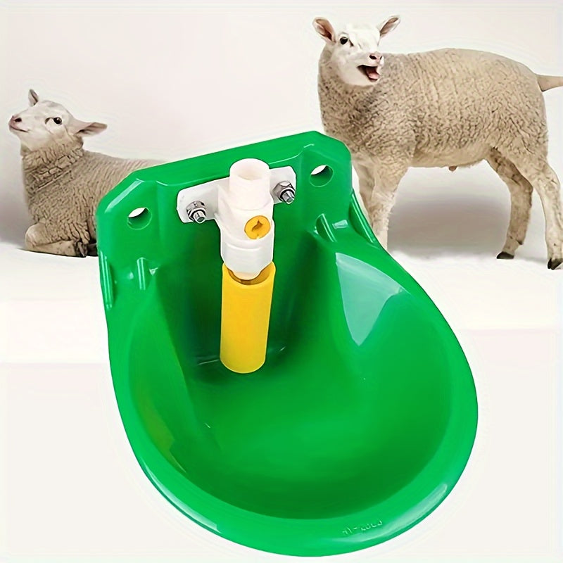 2-in-1 Livestock Feeder with Automatic Water Dispenser for Sheep and Goats Green Plastic